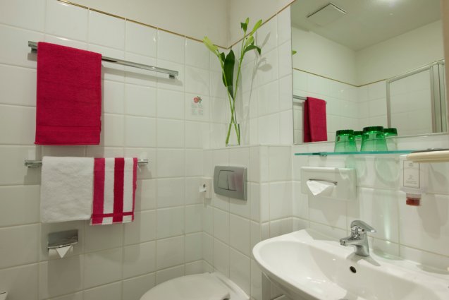 Badkamer van een tweepersoonskamer van Hotel Pertschy Paleis in Wenen